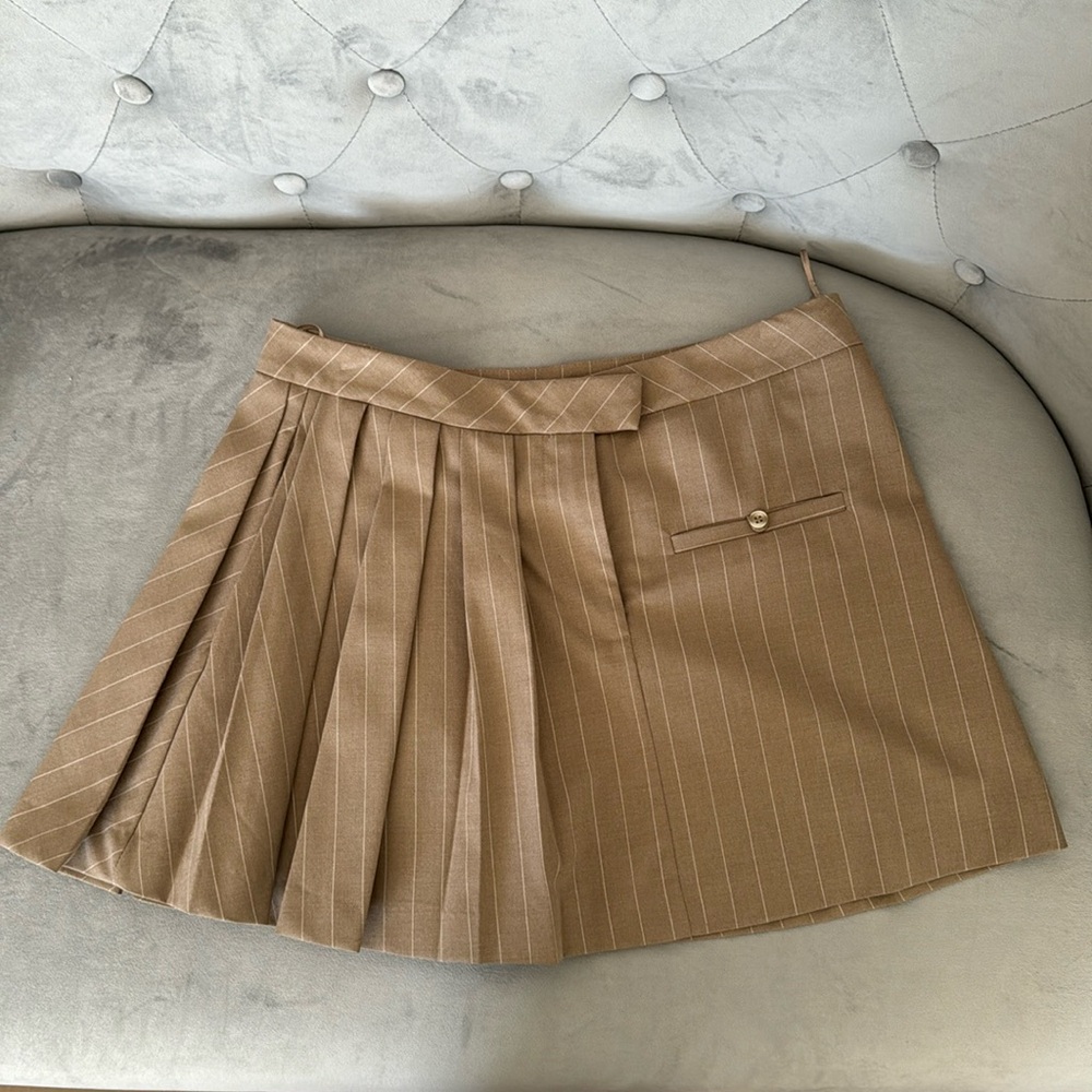 Zara pinstripe box pleat skirt low-rise